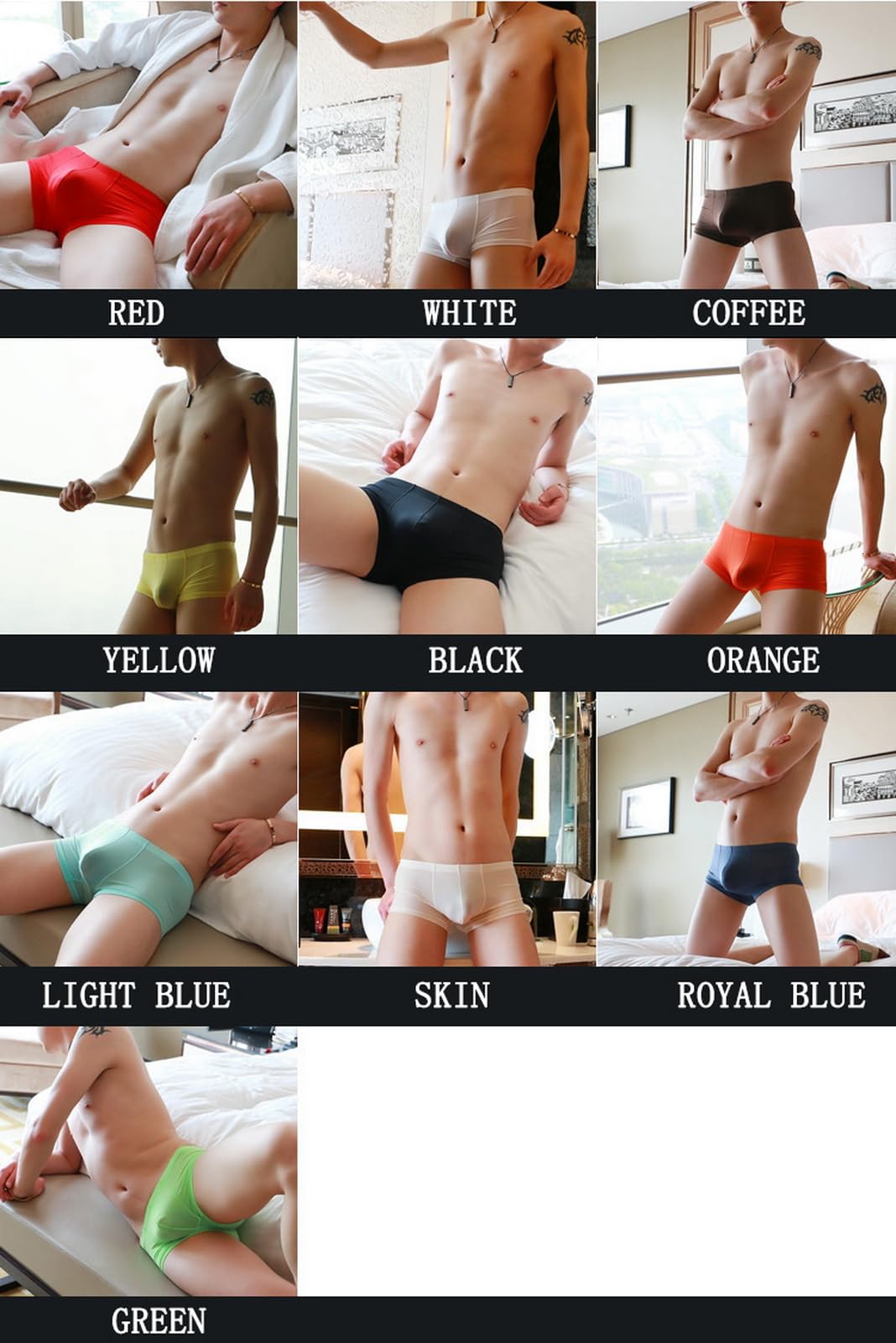 Faringoto Mutandine da uomo senza cuciture in seta di ghiaccio boxer ultra sottile traspirante sexy U convesso sacchetto boxer mutande