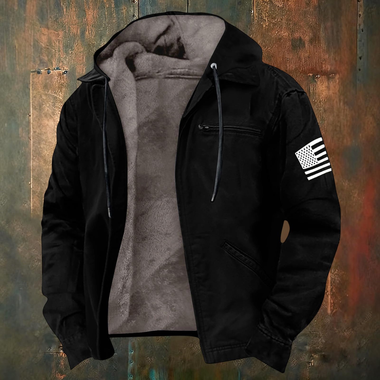 Chaqueta de invierno para hombre, cálida, de entretiempo con cremallera, forro polar, térmica, cortavientos, tallas grandes