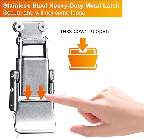 Miniatura 8 de Caja de herramientas de metal portátil de 3 cajones de 22 pulgadas, caja de herramientas resistente con sistema de doble bloqueo y cerradura