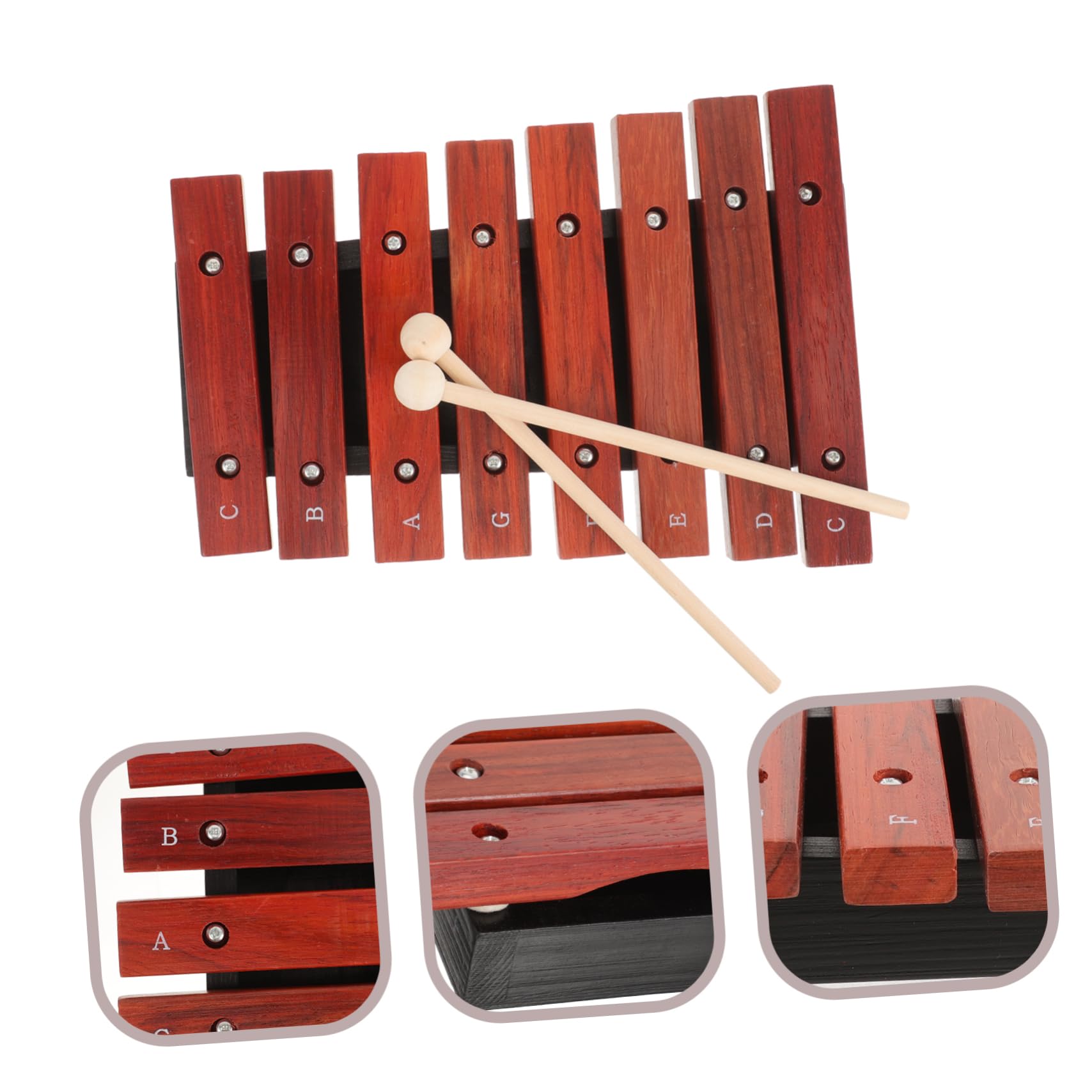 YARNOW Xilofono in Legno 8 Note per Bambini Piccoli con Bacchette, Strumento a Percussione per Principianti, Didattico per Asilo e Casa, Regalo Educativo Musicale Colore Casuale