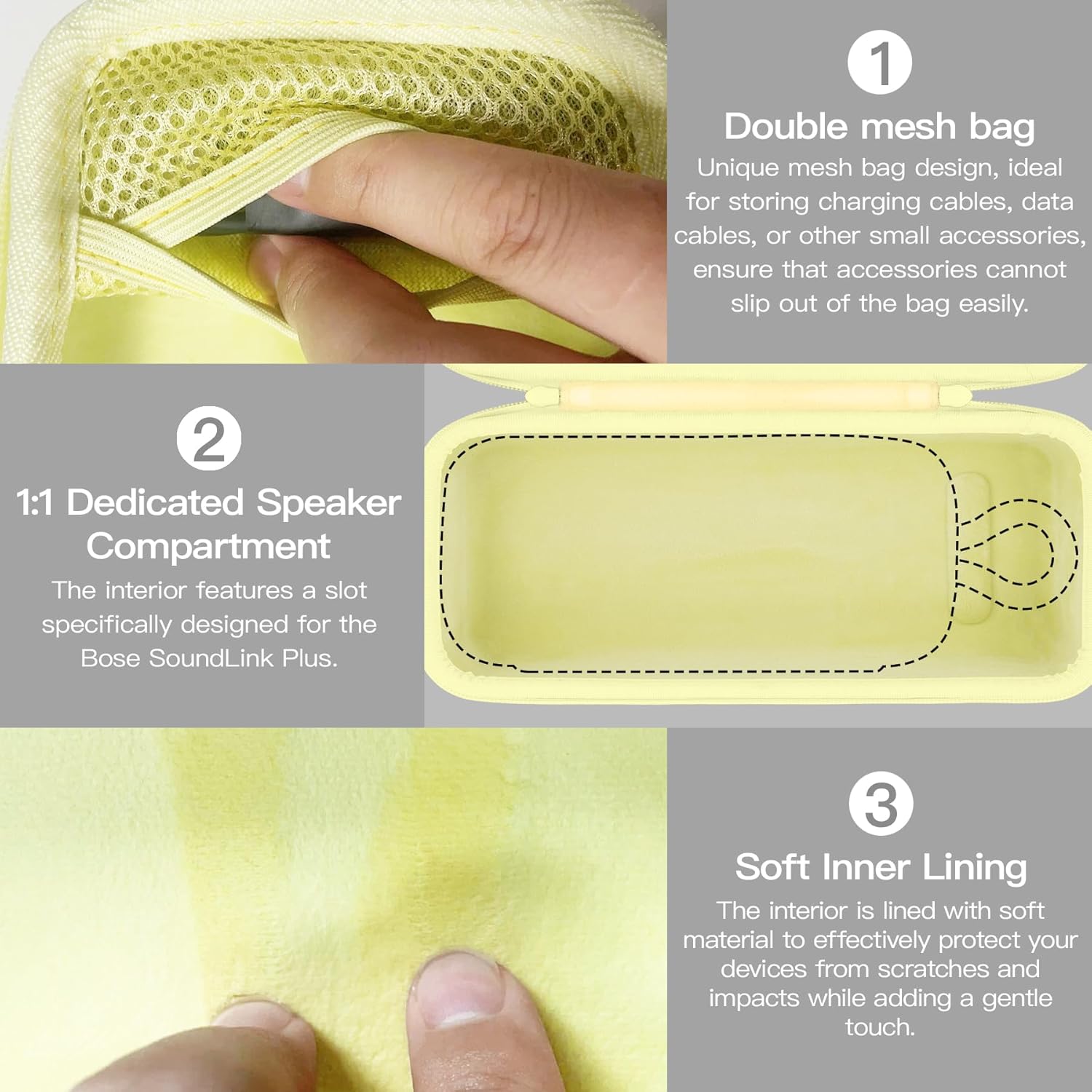 for Bose SoundLink Plus Portable Speaker Hard Protective Case, Portable Travel Case with Shoulder Strap (Citrus Yellow Case) - co2CREA - Image 4