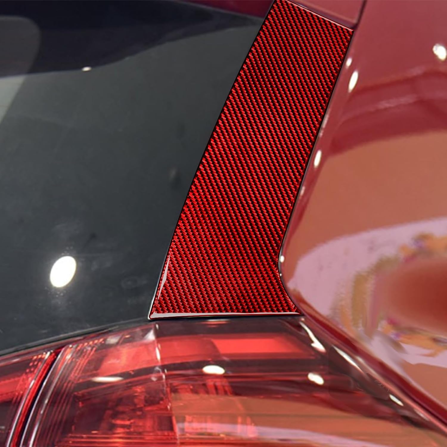 Car Decals Red Carbon Fiber Accessories Compatible with Nissan X-Trail Rogue 2014 2015 2016 2017 2018 2019 2020 (Rear Quarter Window 2pcs)