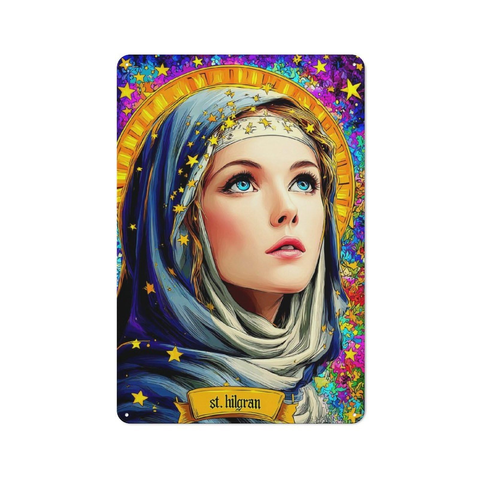 Junmoney Saint Hilgran Celestial Reverence Retro Metal Wall Sign 30X20cm For Hobby Room Or Studio, For Garage, Workshop And Man Cave Decoration