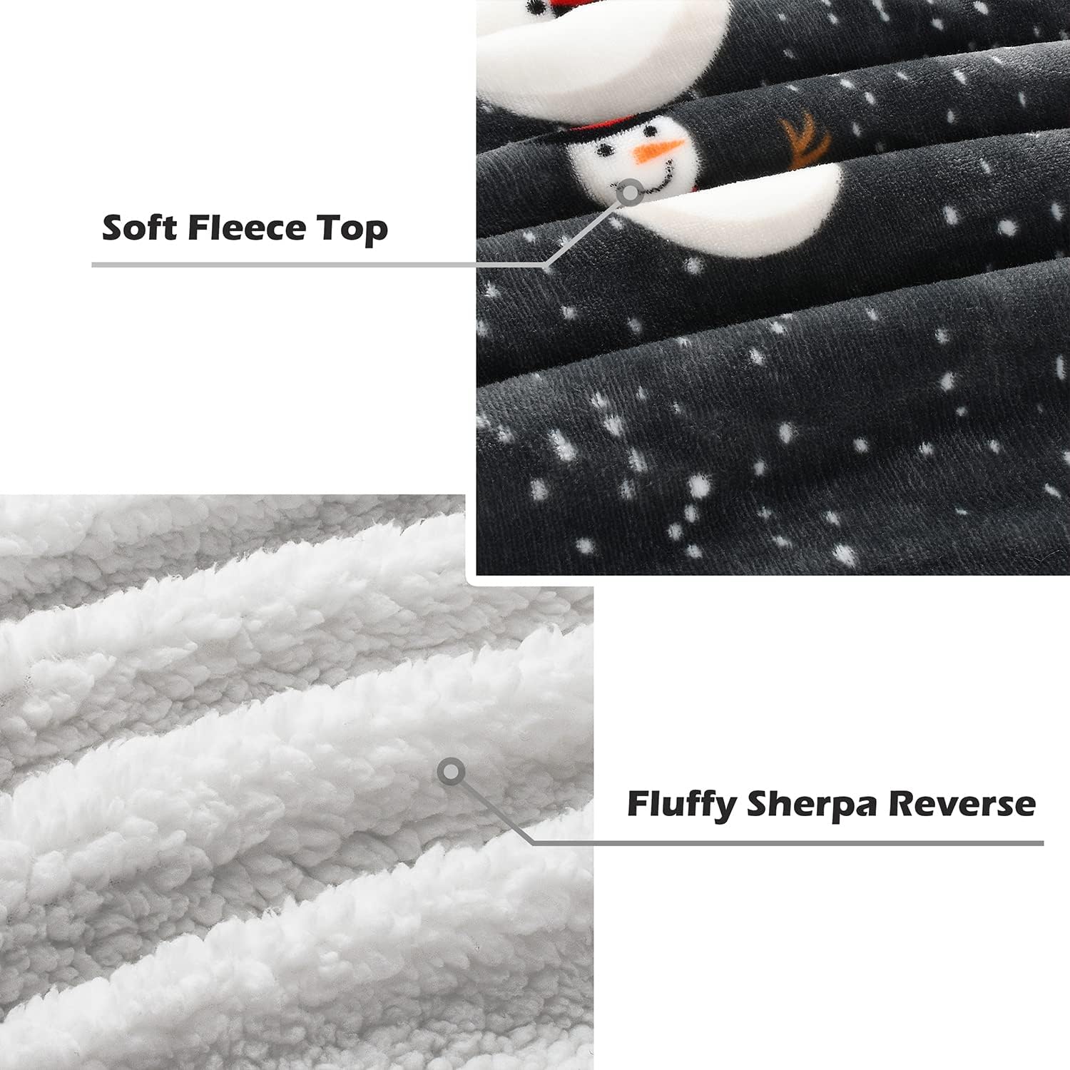 Catalonia Snowman Blanket, Holiday Theme Sherpa Fleece Throw, Blanket for Couch and Bed, Christmas Blanket | Super Soft, Comfy, Cozy, Fluffy, Warm | 60x80 inch, Grey - Image 7