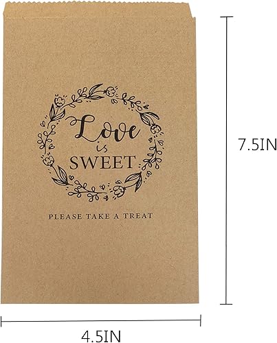 Miniatura 2 de FRIDAY NIGHT 50 bolsas de bufé de dulces, bolsas de papel marrón Kaft, bolsa rústica, buena para aperitivos o bufés de galletas, por favor, toma un