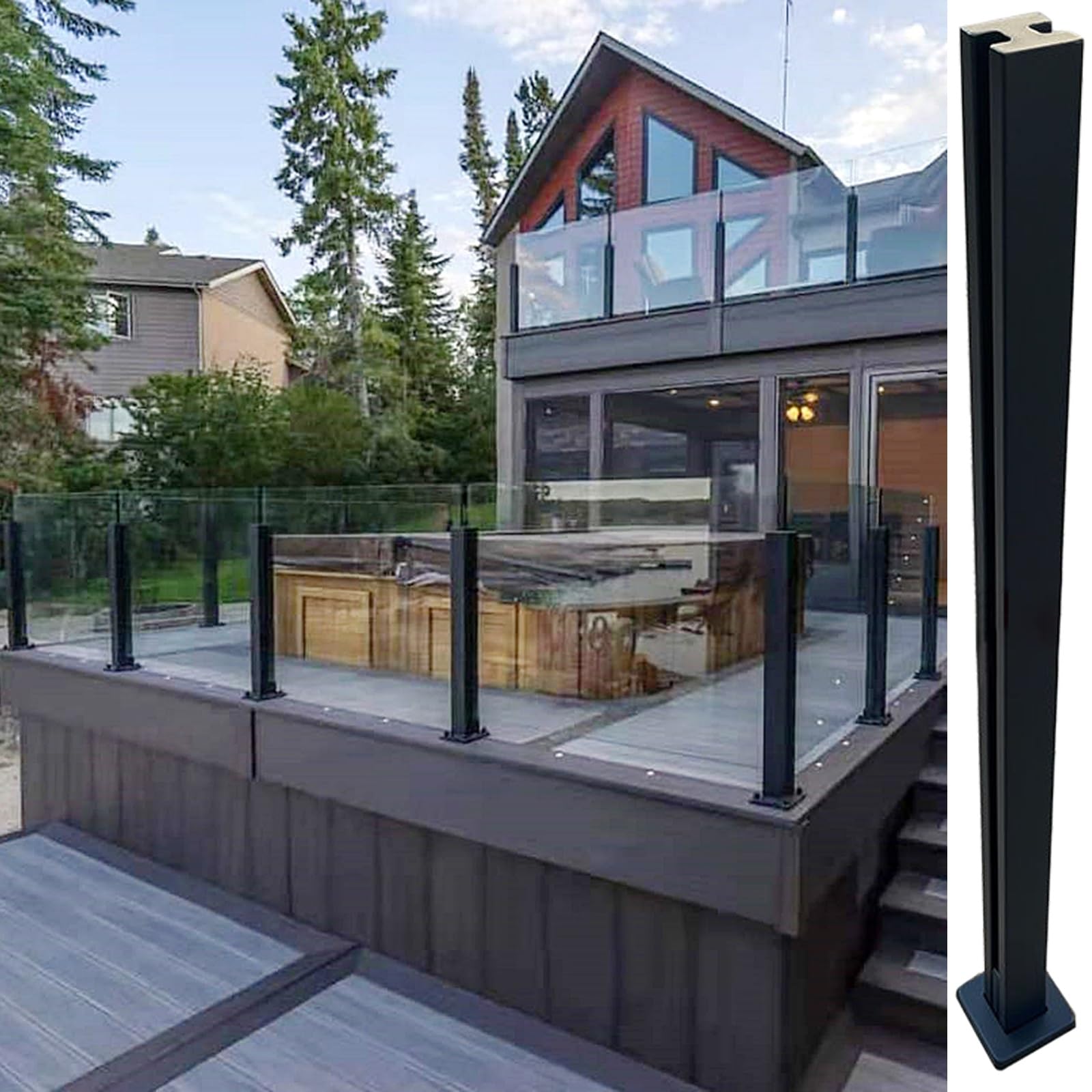 Poteau de garde-corps en acier inoxydable pour escalier et plate-forme moderne