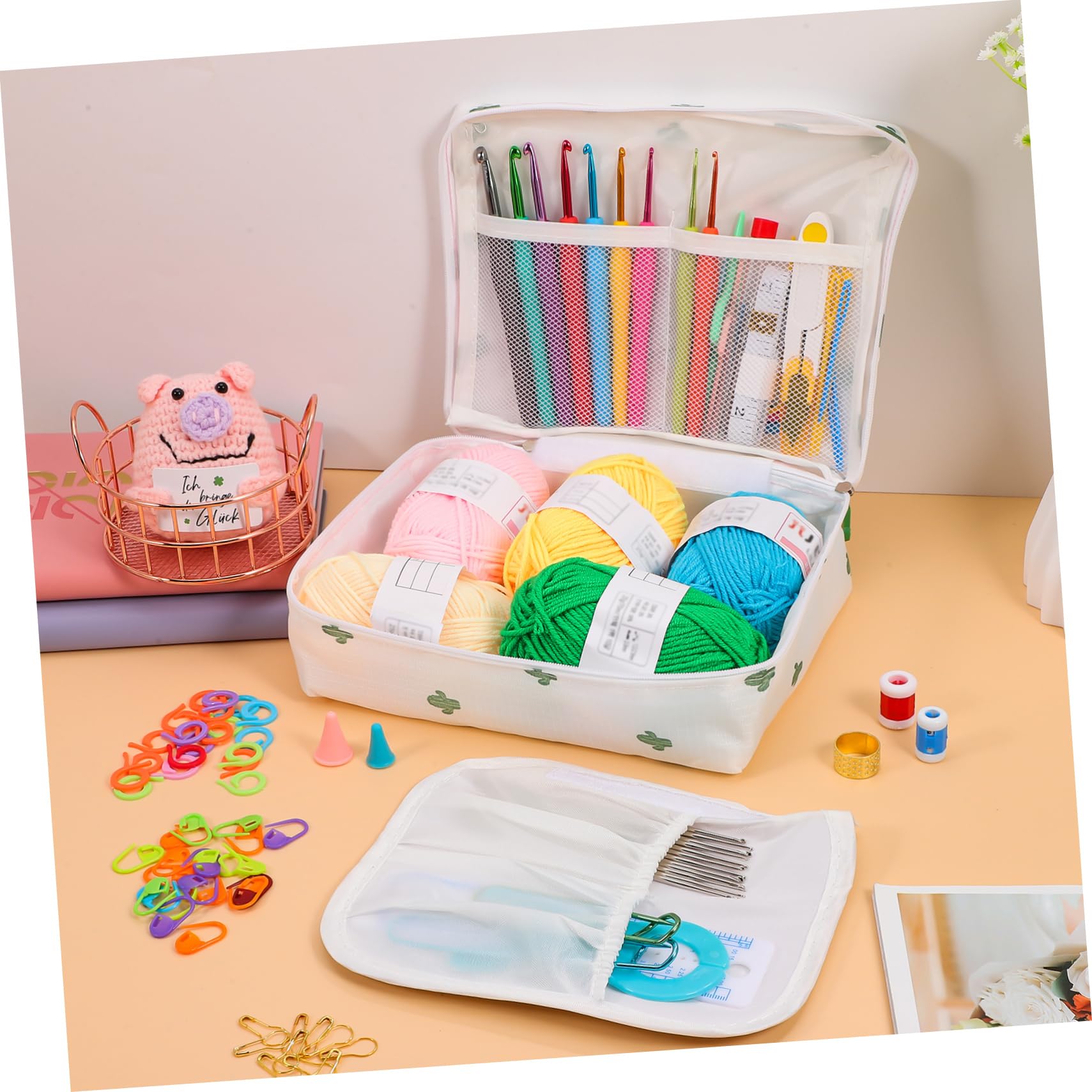 DIYEAH Conjunto de Crochet para Principiantes Kit Hilos de Crochet y Bolsa de Transporte para Manualidades y Proyectos