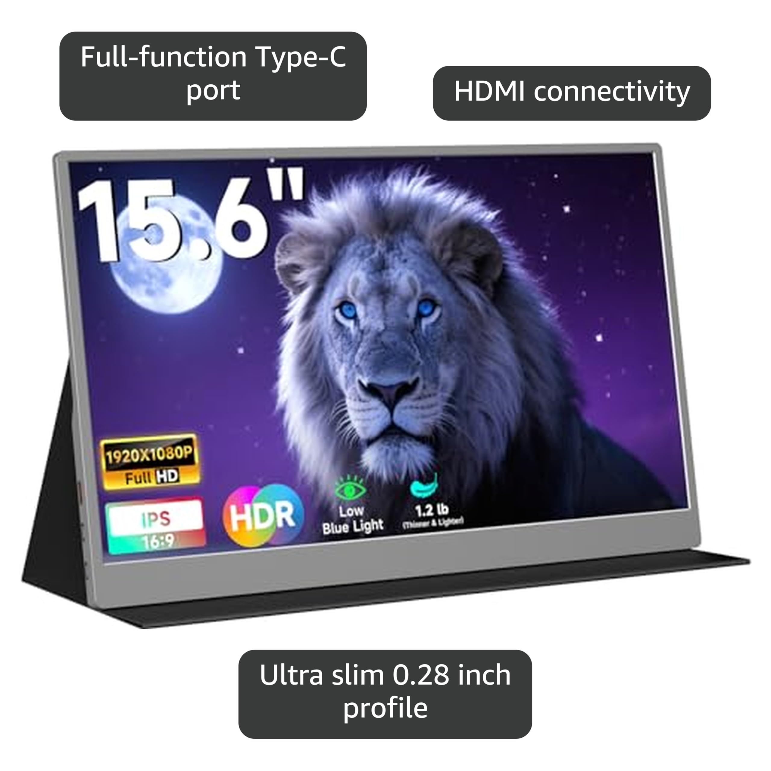 Amazon.com: AYY Portable Monitor 15.6inch 1080P FHD, USB-C HDMI