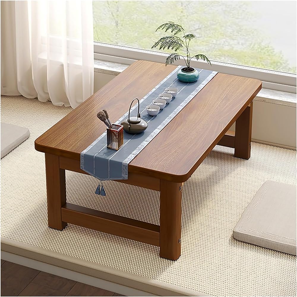 Table basse pliante en bois de style japonais 100x50x40 cm pour salon