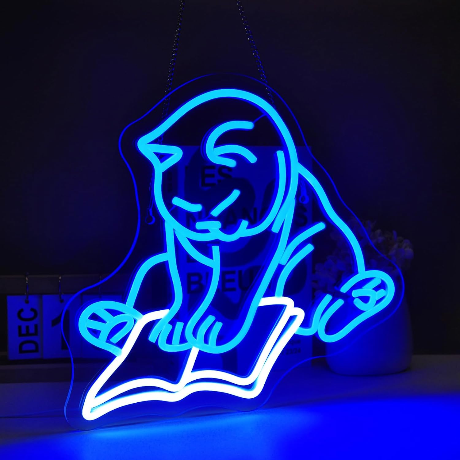 Cat Reading Book Neon Sign Led Light Up Signs for Wall Decor Usb Powered Neon Light Signs Indoor Light for Room Decor Holiday Gift - Image 2