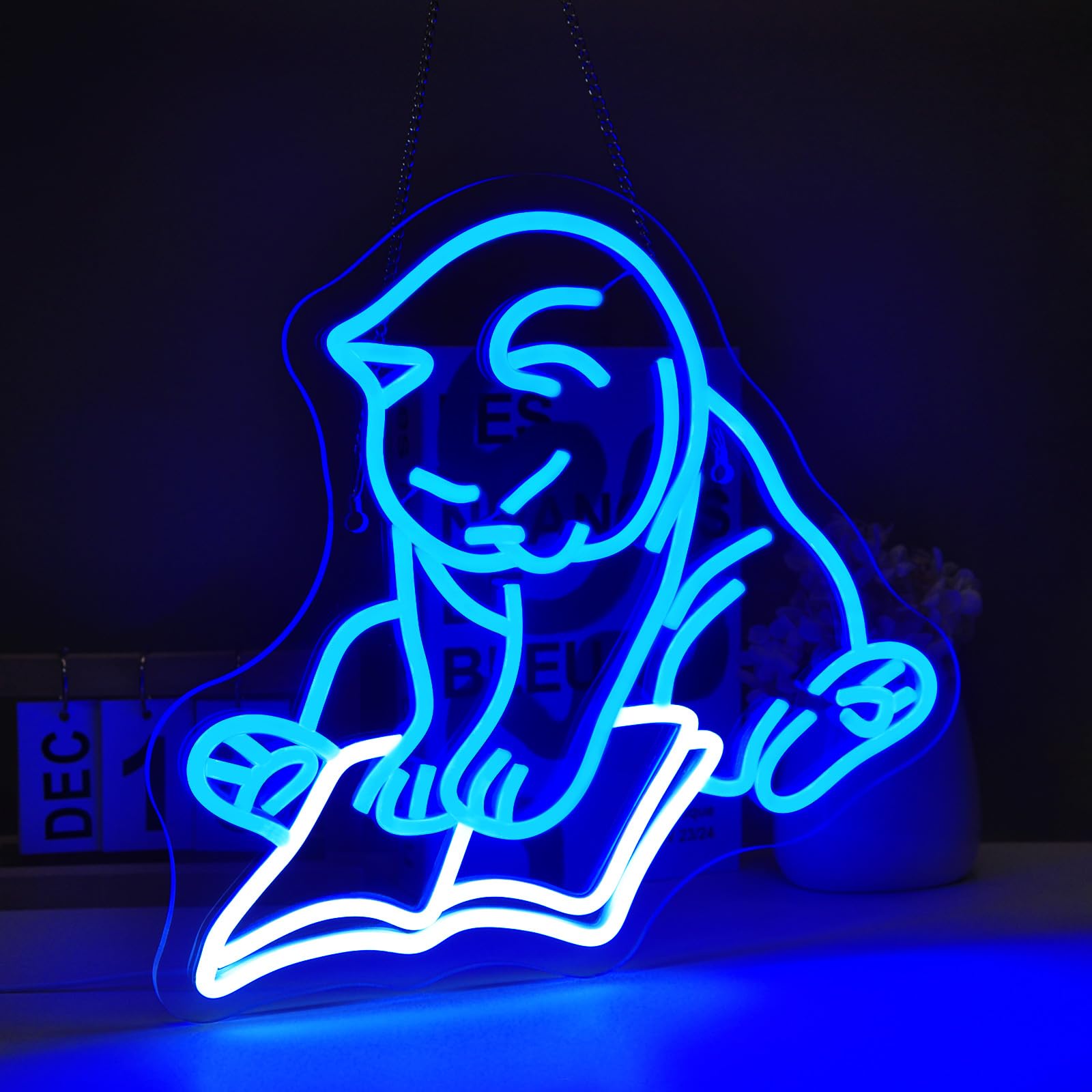 Pkshfja Cat Reading Book Neon Sign Led Light Up Signs for Wall Decor Usb Powered Neon Light Signs Indoor Light for Room Decor Holiday Gift