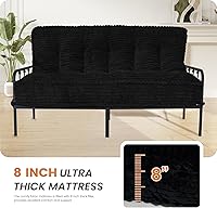 Vista 4 de Colchón futón de 8 pulgadas, tamaño matrimonial, 54 x 80 pulgadas, sofá cama con borde de diseño de cuerda trenzada, colchón futón extra grueso