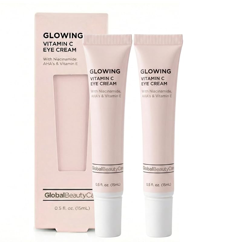 Global Beauty Care Creme para a Região dos Olhos com Vitamina C, Niacinamida, AHA e Vitamina E, 15 mL, Pacote com 2