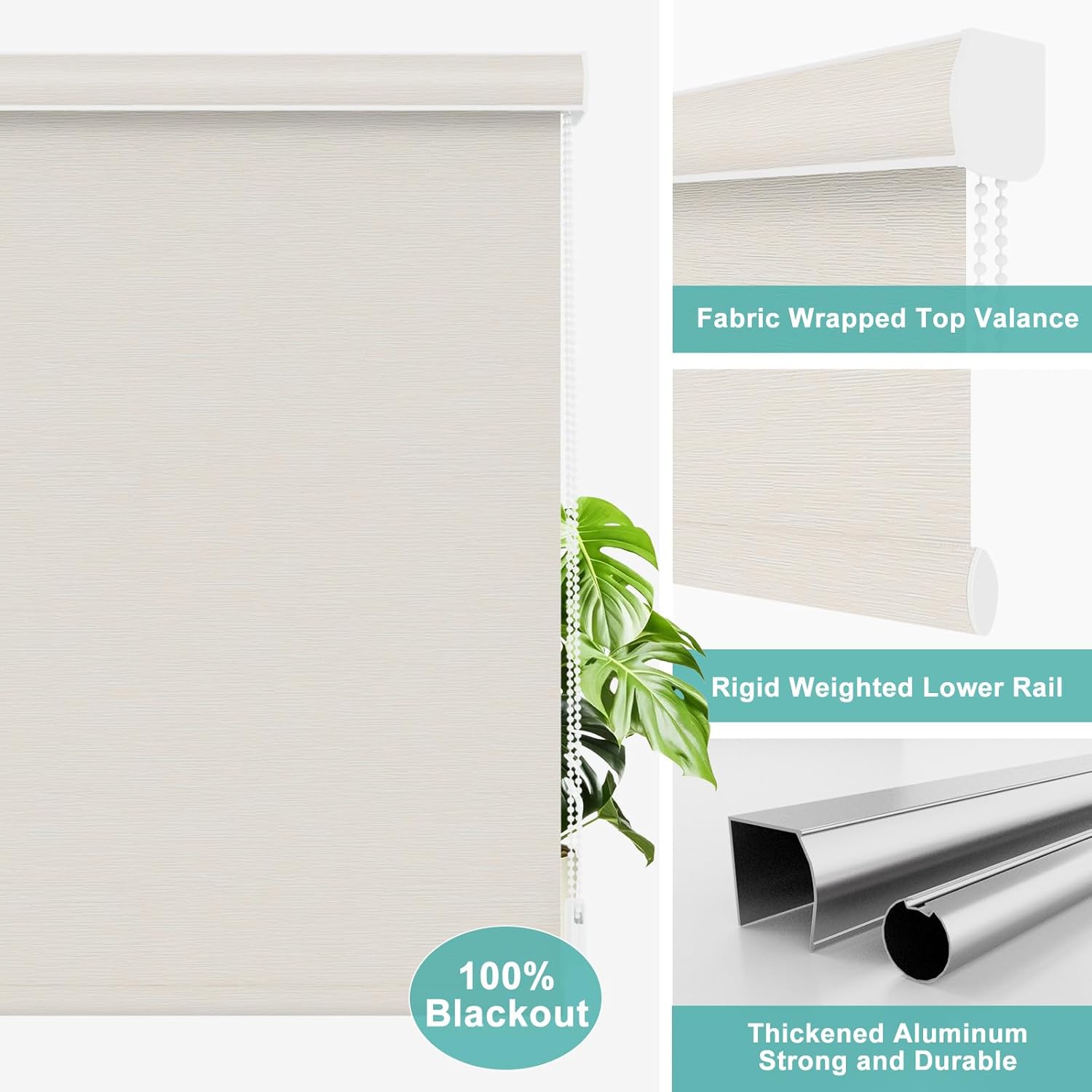 Changshade Custom Roller Shades for Indoor Windows, Corded Blackout Room Darkening Blinds, Thermal Insulated, Bedroom/Bathroom/Office, Beige