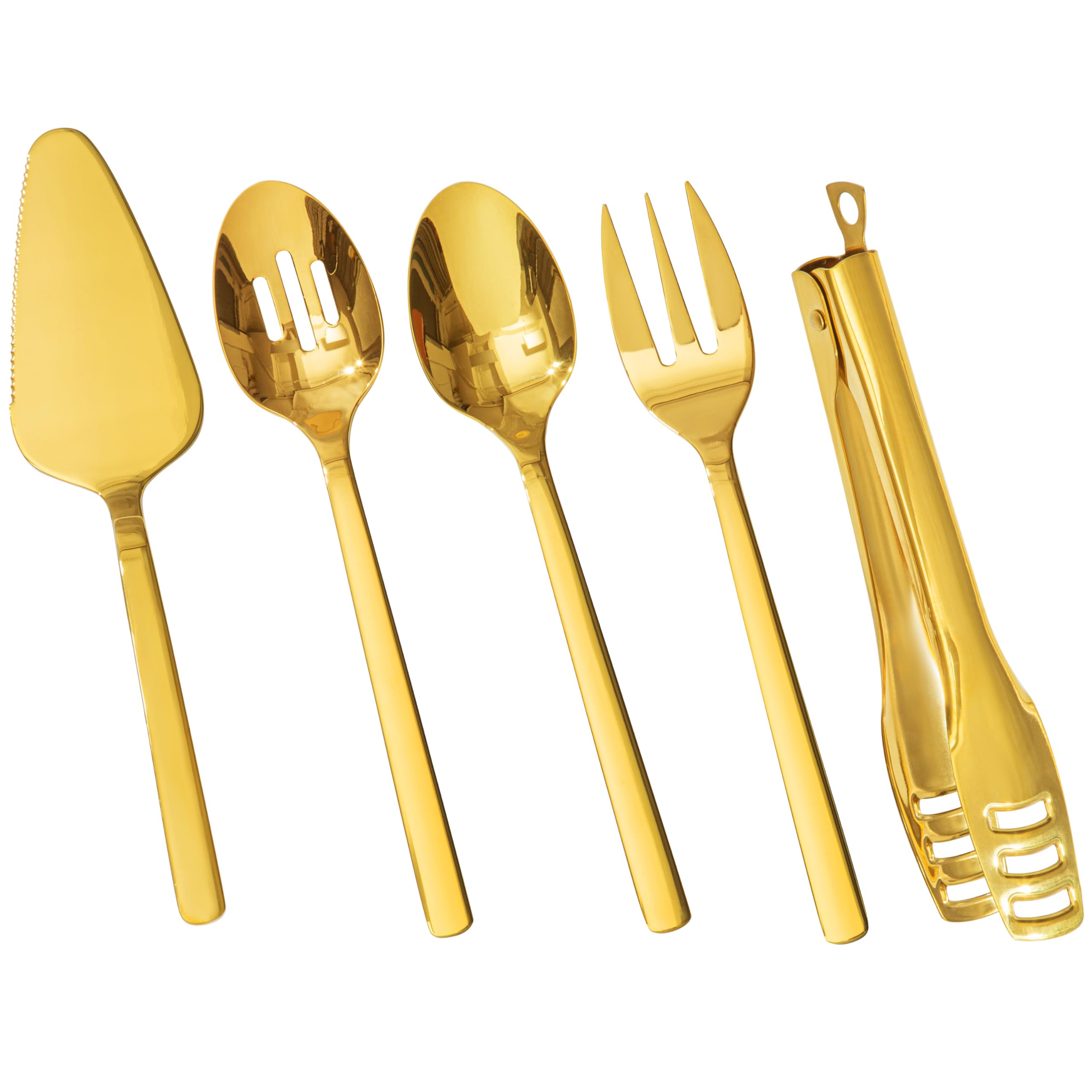 Photo 1 of ***MISSING PARTS***
\KINGSTONE Large Hostess Gold Serving Utensils Set,18/10 Stainless Steel Heavy Duty 10inch Serving Spoons,Slotted Spoons,Serving Fork,Serving Tongs, Cake Pie Server For Buffet, Wedding, Party