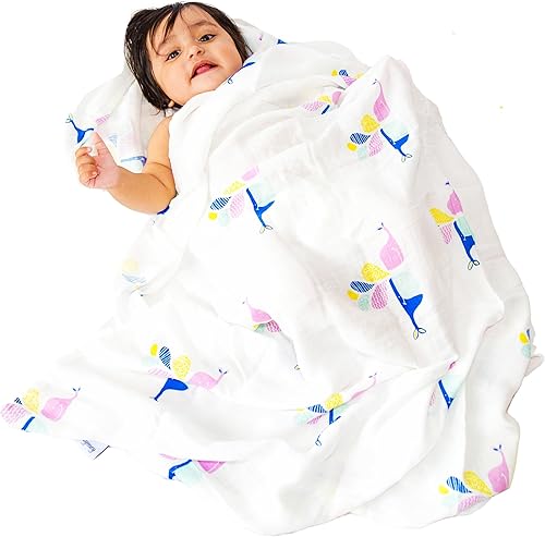 Miniatura 7 de Paquete de 2 mantas de muselina para bebé (70% viscosa hecha de bambú, 30% algodón, 47 x 47 pulgadas) para recién nacidos, bebés, niños y niñas,