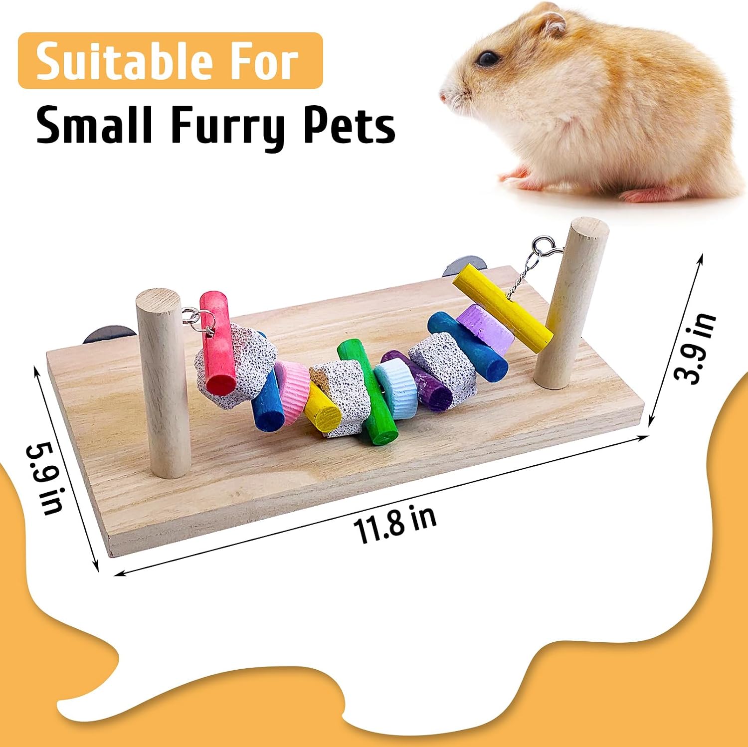 Tfwadmx Chinchilla Ledges Wood, Hamster Chew Toy Wood Platform Grinding Teeth Toys, Hamster Percy Ledges Wooden Standing Platform for Rat Gerbil Guinea Pig Chinchilla Parrot Chipmunk Squirrel Mouse