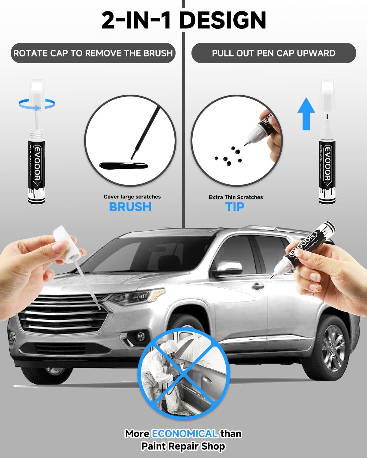 Touch Up Paint Compatible with Chevrolet/ Chevy Exact Match 2 in 1 Touch up Paint for Chips and Nicks Repair with 2pcs Disposable Ultra-fine Applicator (Summit/Olympic/Interstellar White(GAZ/WA8624/50U/50) compatible with All Models)