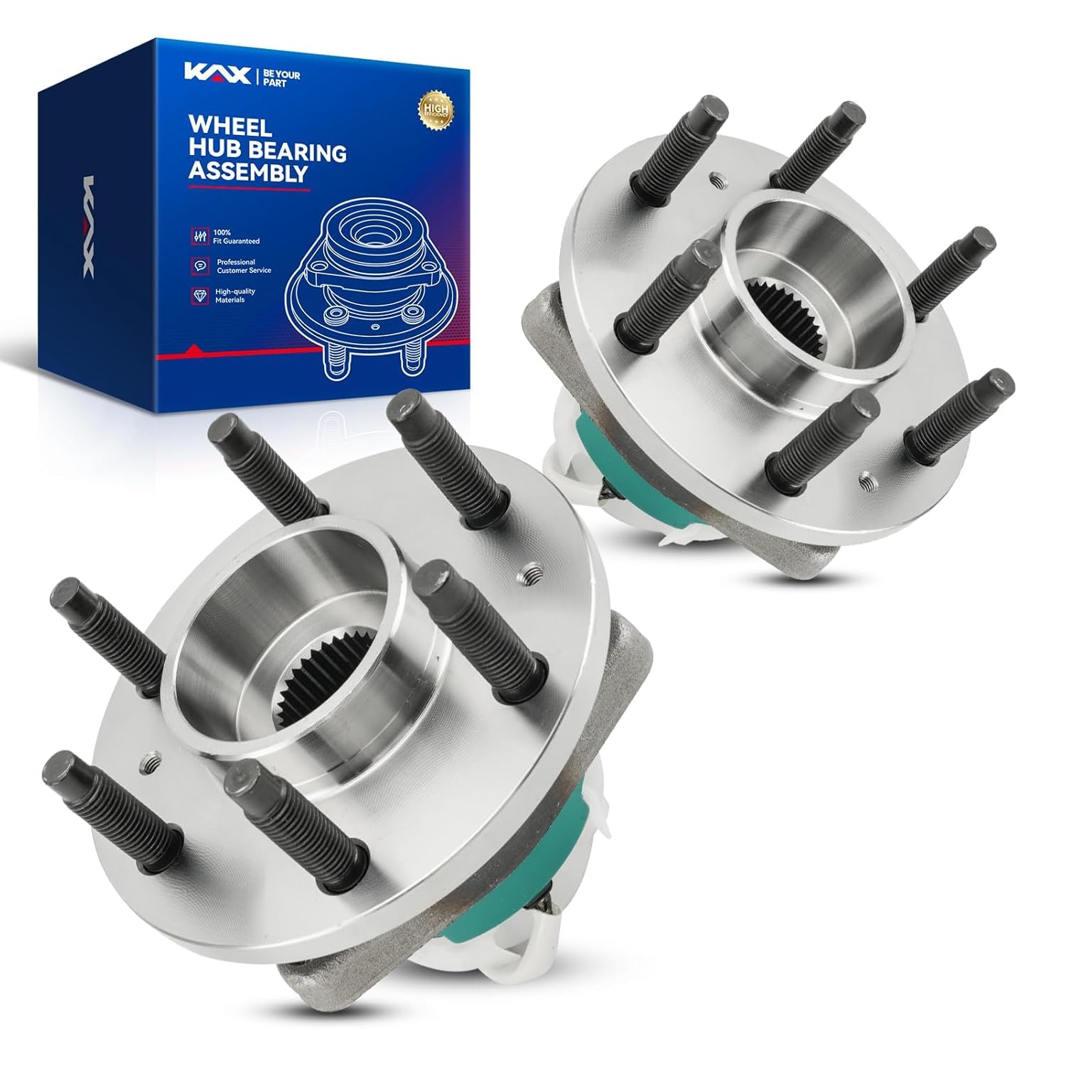 KAX 513198 Pair Front Wheel Bearing Compatible with Cadillac SRX 2004-2009 AWD,6 Lugs W/ABS