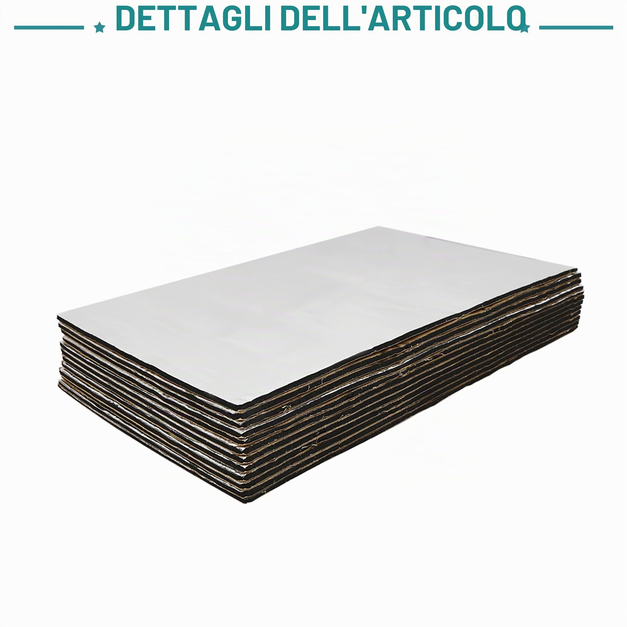 QUARKZMAN 1.8㎡ 5mm 12pz Auto Isolamento Termico Insonorizzante per Cofano Motore Camper Auto 50cmx30cmx5mm Con rotella di spinta