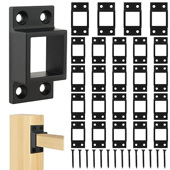 Rocaris 24pcs 1" x 1" Aluminum Fence Brackets, 0.16"4mm Thickened Square Tubing Connector with Screws, Aluminum Fence Connectors for Wood Fence,Vinyl Fencing,Iron Railing