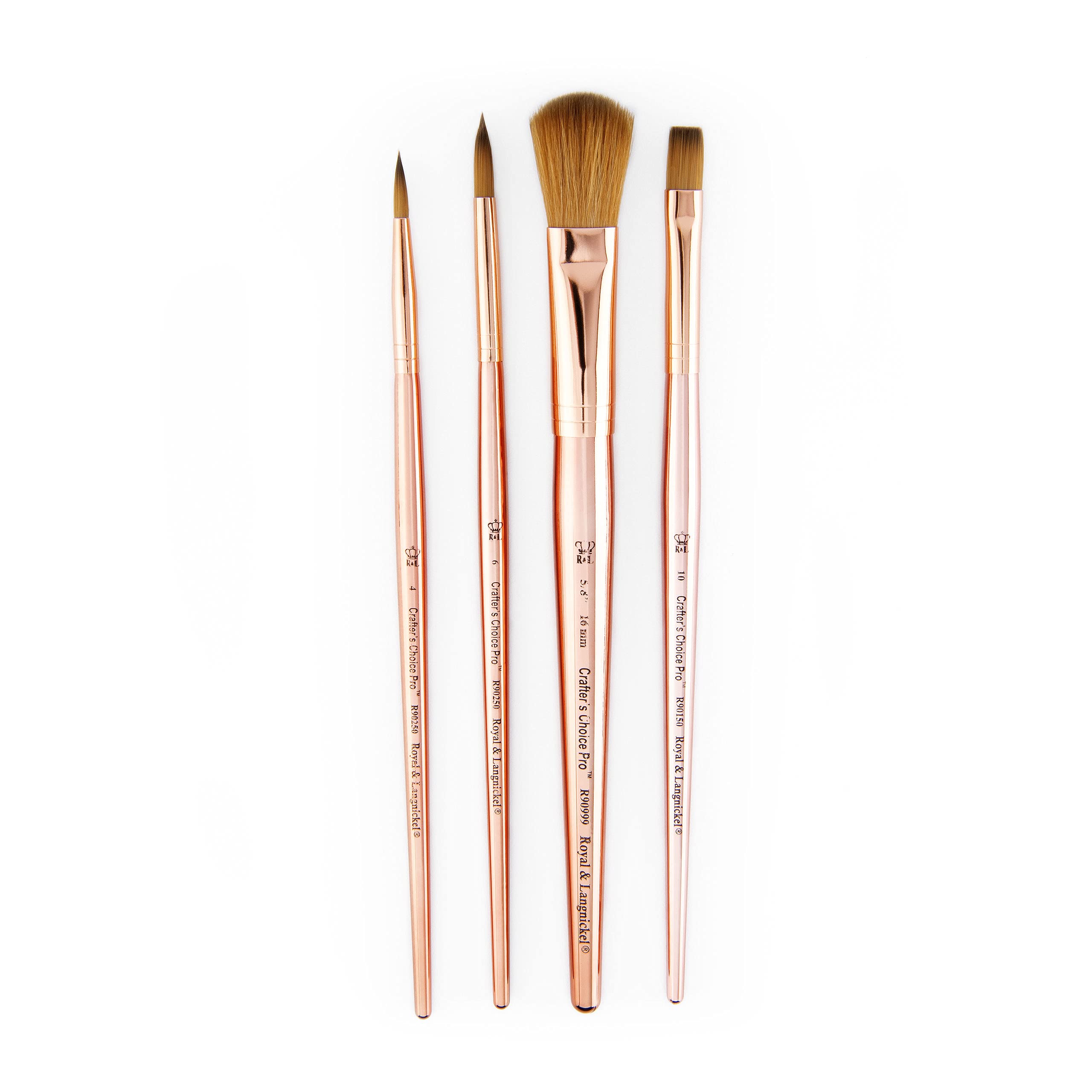 Royal & Langnickel Crafter's Choice Pro - Juego de 4 brochas de mopa sintética para manualidades
