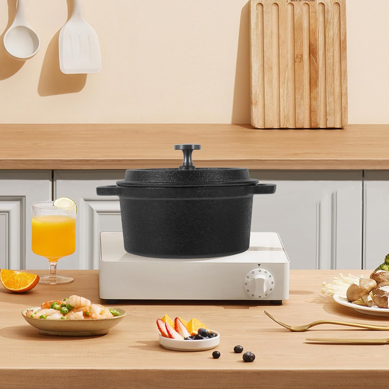 Mini Cast Iron Milk Pot Non-coated Small Saucepan with Lid for Food Cooking and Soup Boiling, Household Stock Pot Suitable for Stove Top Cooking