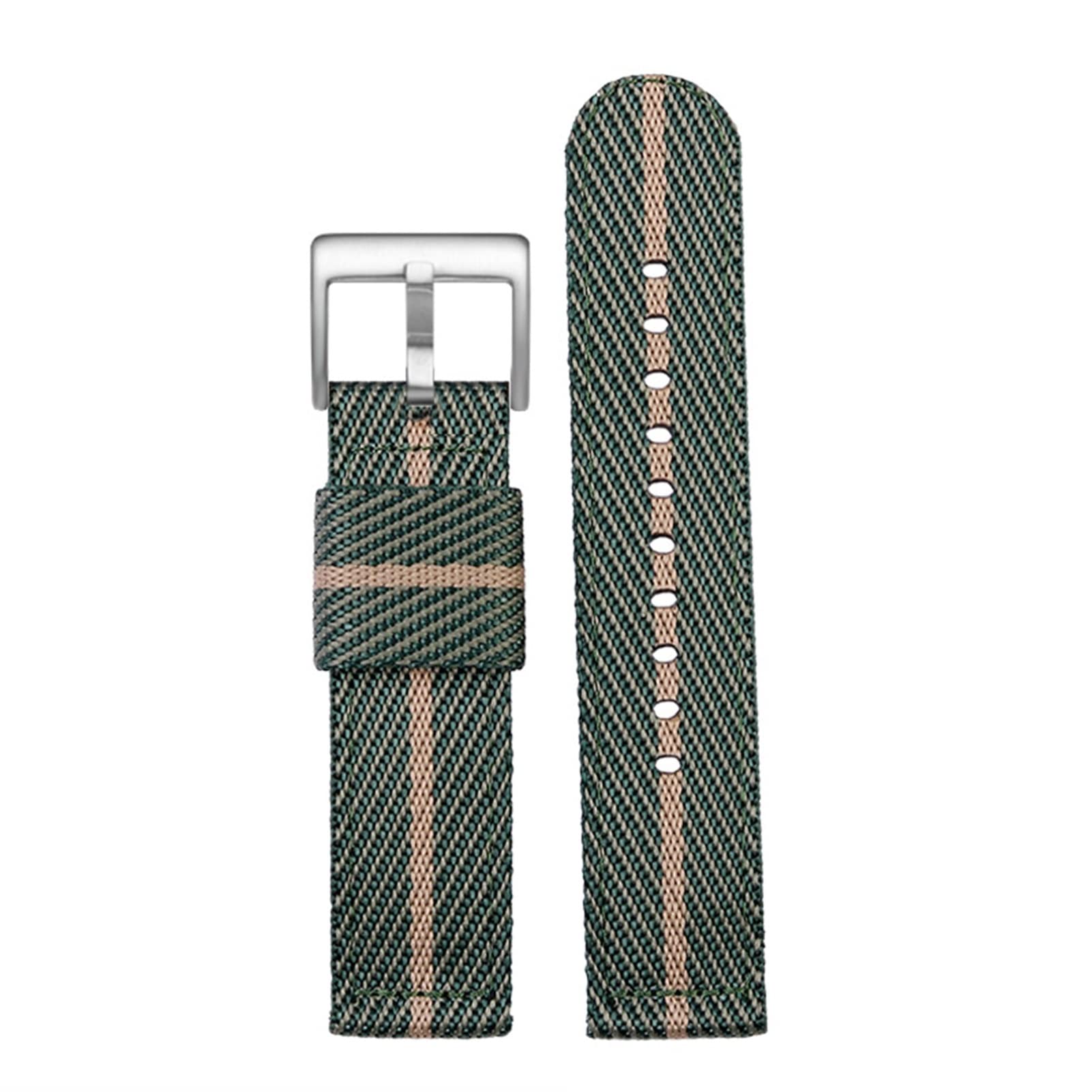 Correa de lona de 24mm verde beige para Omega Seamaster de nylon trenzado