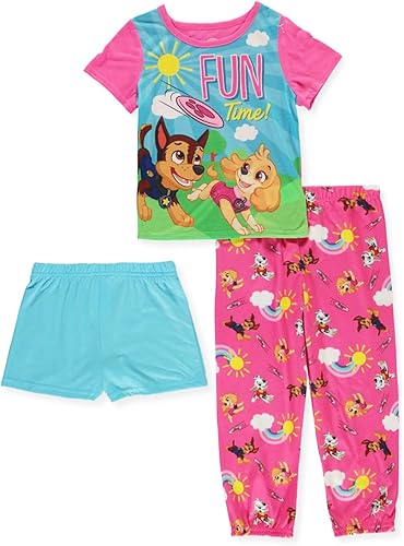 Paw Patrol Nickelodeon Girls' Pajama, 3 Piece Sleepwear Set, Fun Time, Size 2T