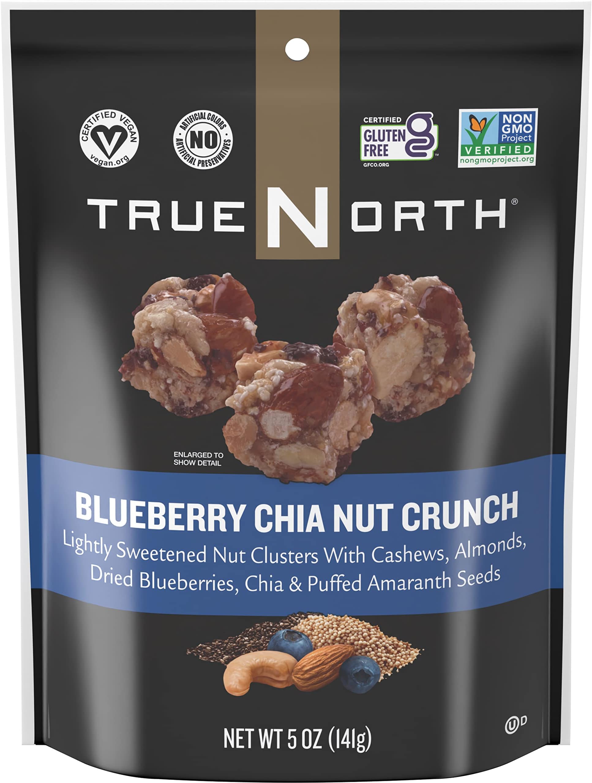 True North Nut Clusters, Blueberry Chia Nut Crunch, 5 Ounce (Pack of 6)