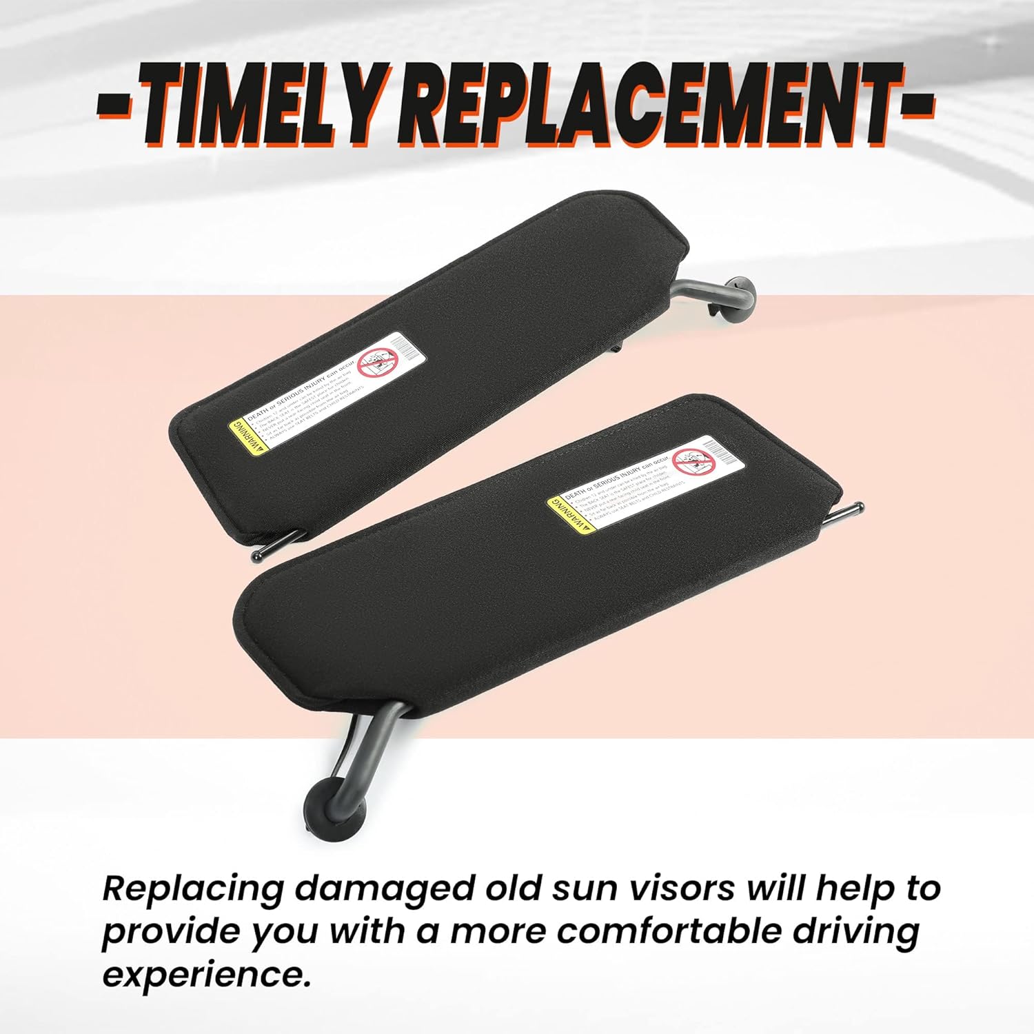 KUAFU Sun Visor Pair w/Updated LED Lighted Vanity Mirror Compatible with 1997-2004 Chevrolet Corvette C5 Left Driver & Right Passenger Side Sun Shades Pair Replacement for 10442033 10442034 Black