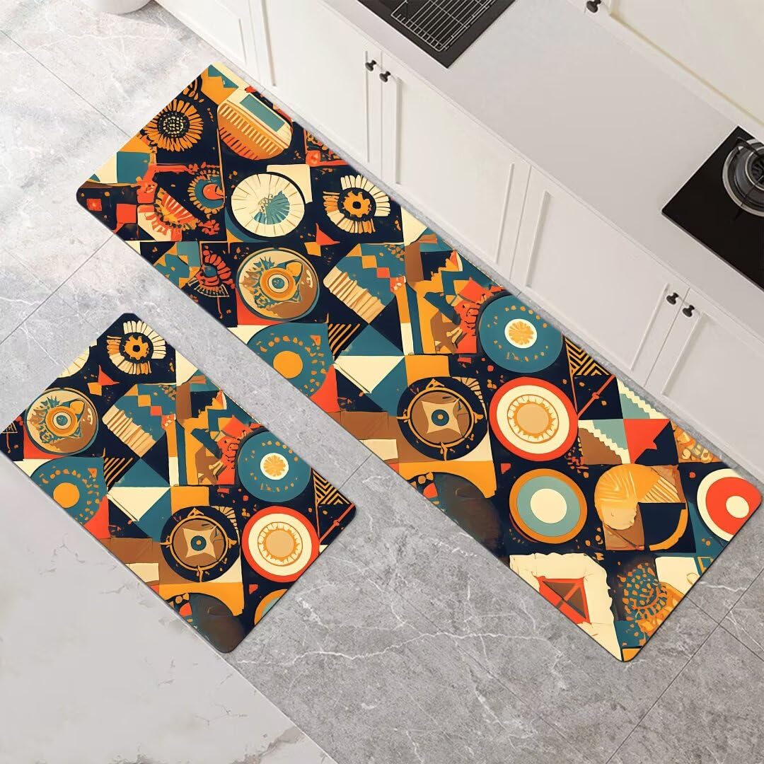 Alfombra cocina lavable súper absorbente y alfombrilla de baño ocre para pasillo 2 piezas