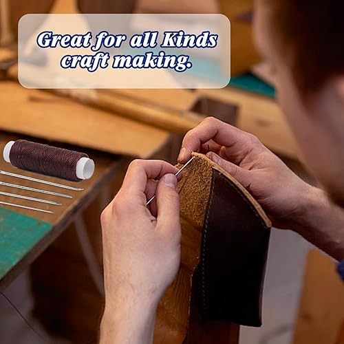 Miniatura 6 de Ftyiwu Hilo encerado de 32 yardas, hilo encerado de cuero con agujas de coser a mano, juego de hilos de coser de cuero para tapicería del hogar,