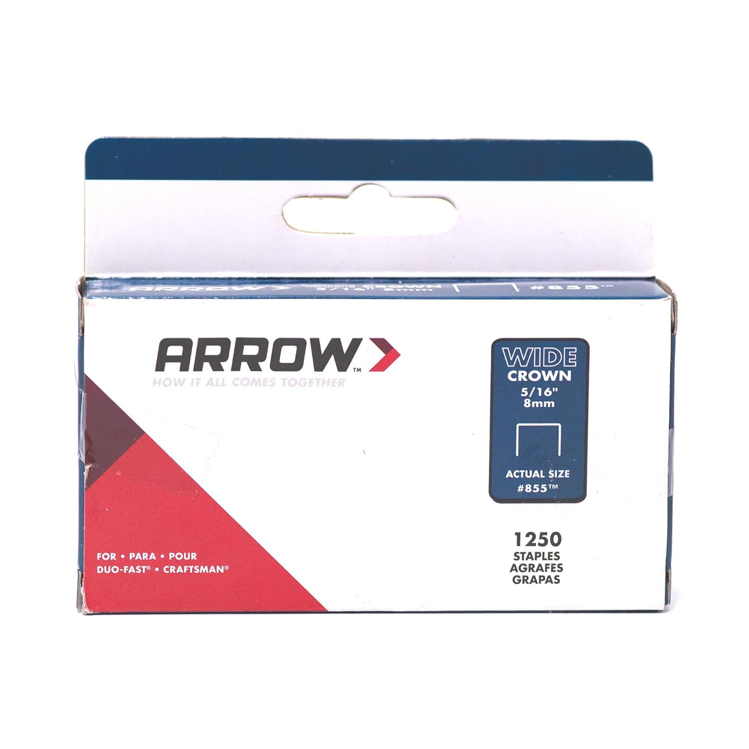 Arrow 854 Heavy Duty Wide Crown Staples for Craftsman and Duo-Fast Staple Guns, Galvanized Steel Construction, 1250 Pack, Leg Length 1/4-Inch, Crown Width 1/2-Inch