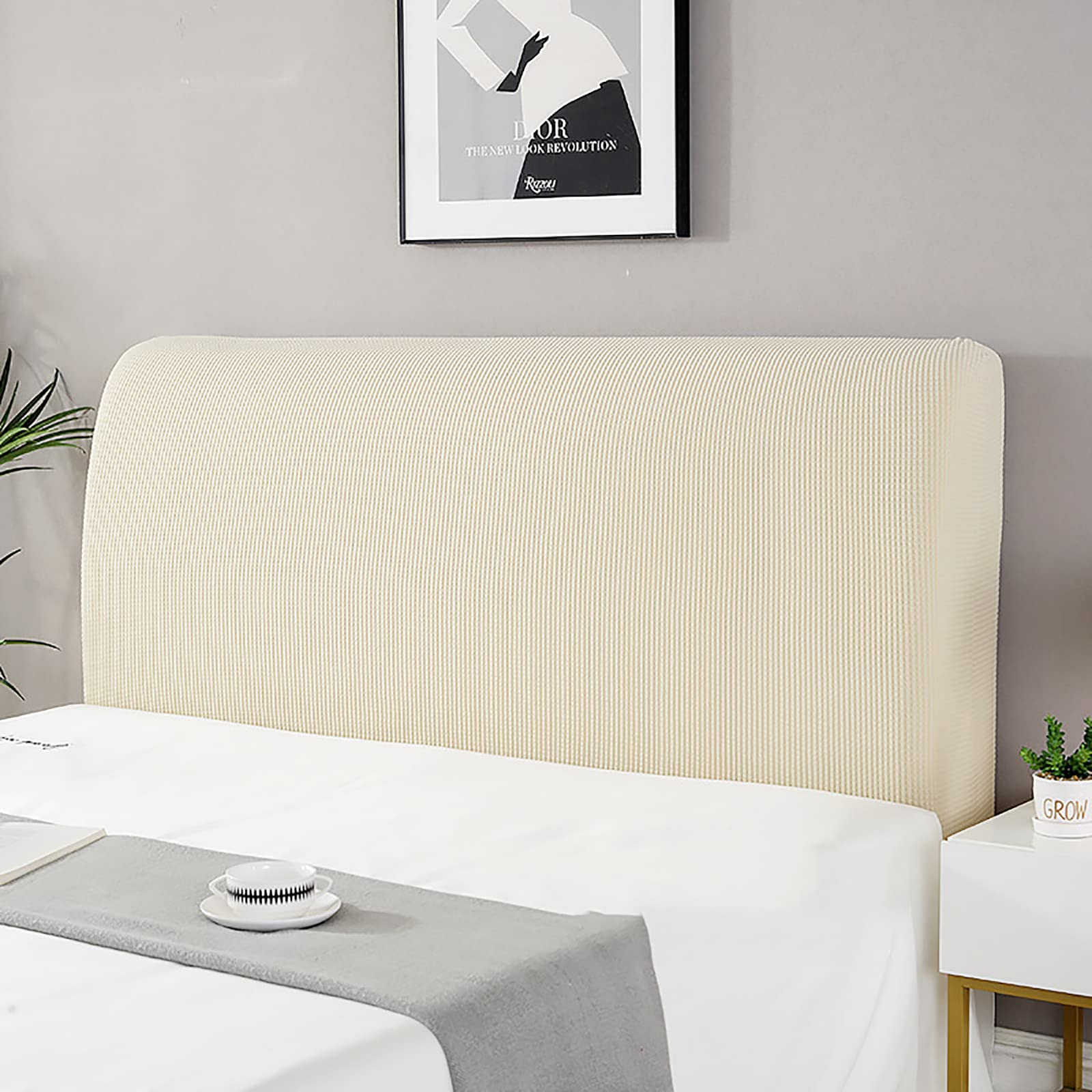 UVCMDUI Headboard Cover, Stretch Bed Headboard Cover for Double/Single Bed, King/Super King Size Washable Headboard Slipcover,mustard yellow,150cm/59.1in