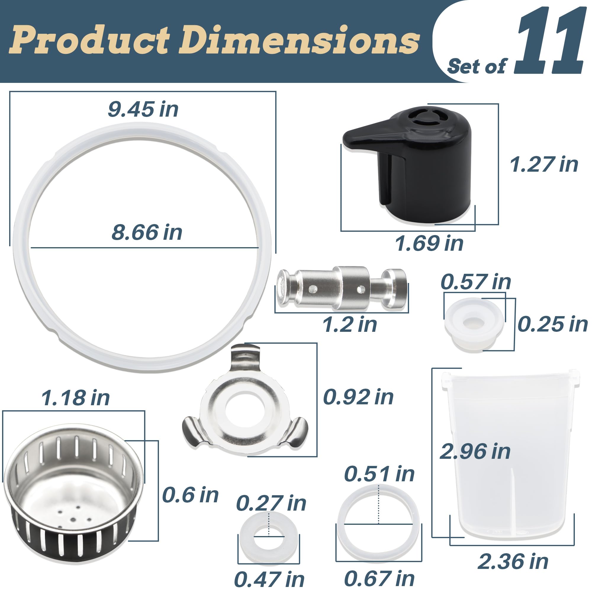 Terixe Replacement Parts for Instant Pot - 11 Piece Set for Sealing Ring, Steam Release Valve, Condensation Collector Cup - Accessories and Parts for Instant Pot Duo 5, 6 Qt IP-DUO50 IP-DUO60