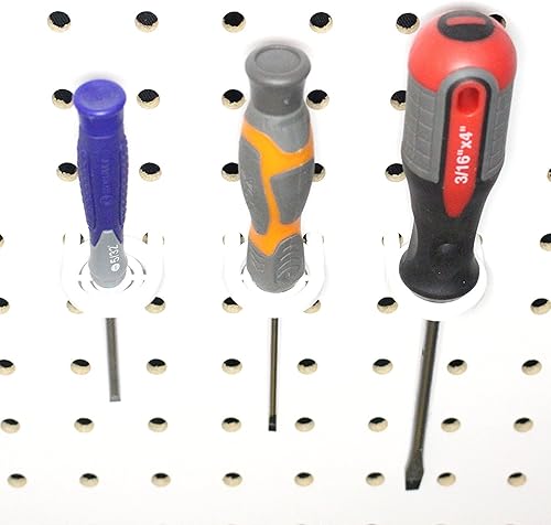 Vista 14 de JSP Manufacturing Soporte de plástico multiusos para herramientas, ganchos de pared para tablero de clavijas, color blanco, resistente, plástico