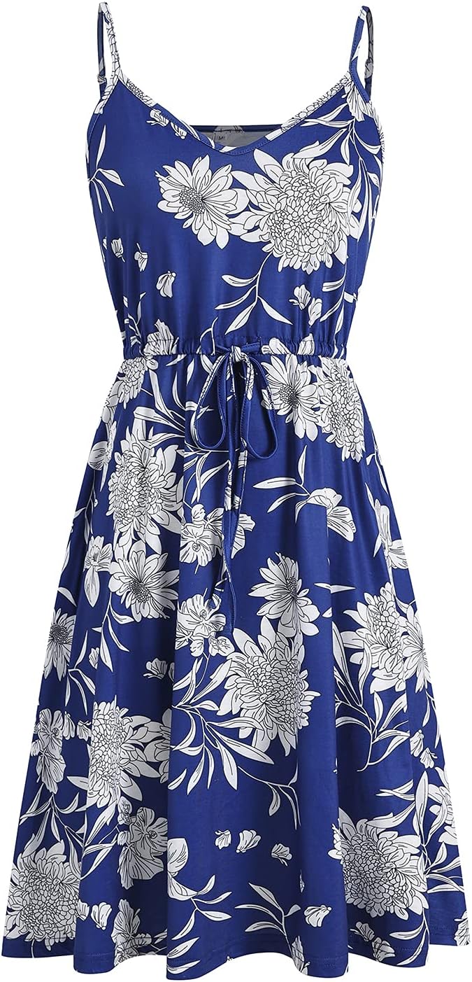 Women's Casual Summer Dress Beach Sleeveless Spaghetti Strap Adjustable Waist A Line Sun Dresses with Pockets 826 - Image 3