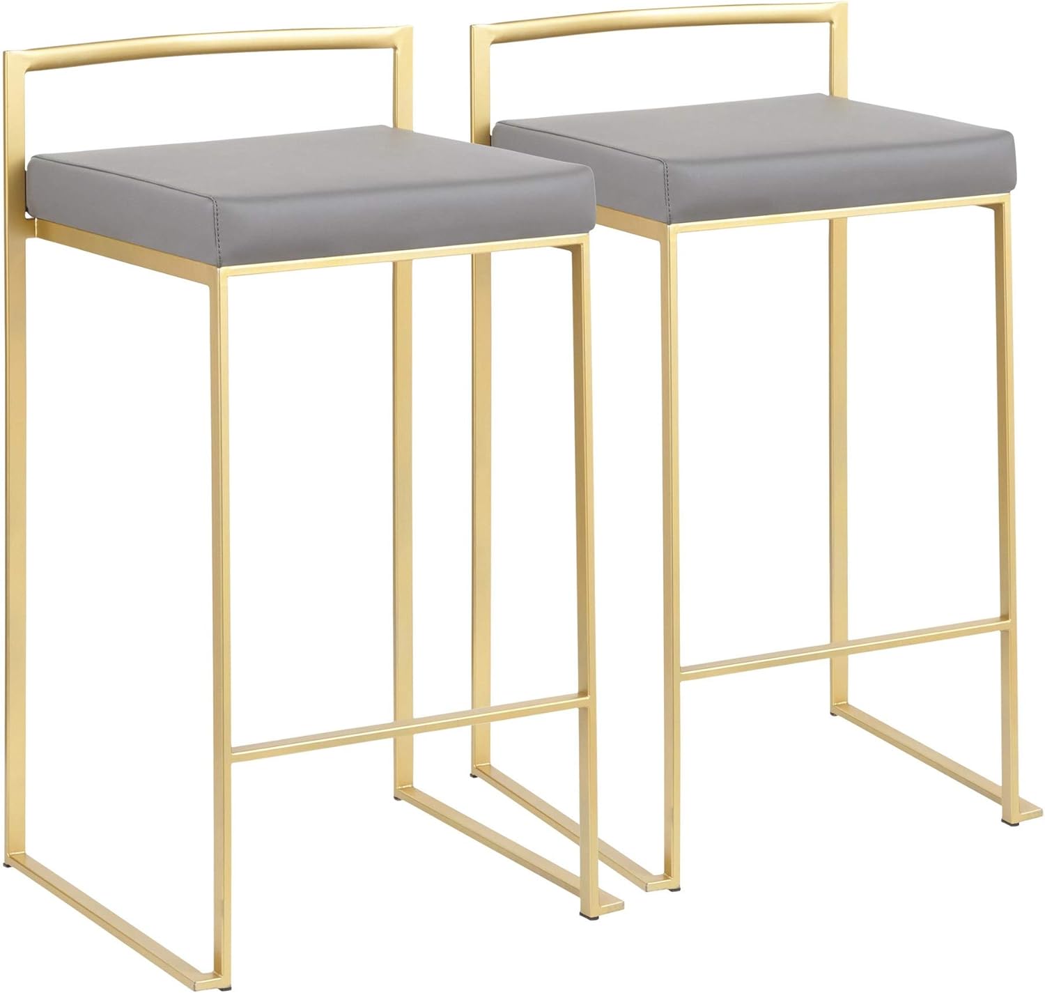LumiSource Fuji Stacker Counter Stools for Kitchen Counter in Gold Metal, Counter Height Chairs, Bar Stools Set of 2, Counter Height Chairs, Bar Stools for Kitchen Island
