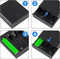 Vista 5 de 4 piezas 4 AA soporte de batería USB hembra Socket 4 AA caja de batería titular con cubierta e interruptor de encendido y apagado