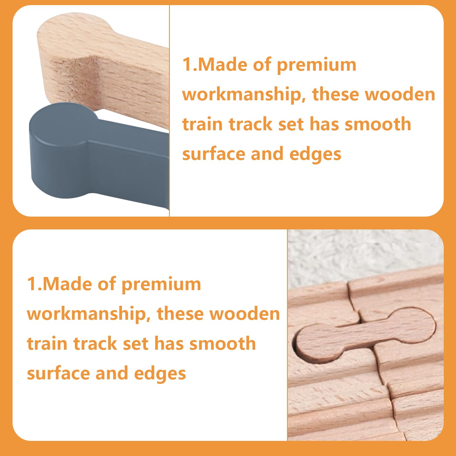 20 sztuk łączników torowych drewnianych kolejek, Rail Connection Wood Track, łączniki szynowe, drewniane szyny