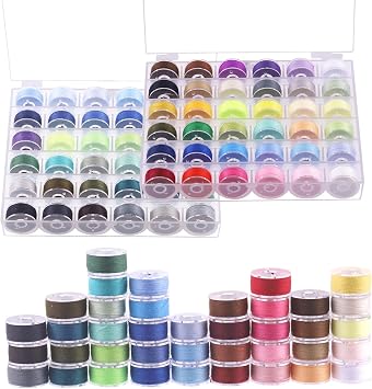 72Pcs 72 Assorted Colors 60WT Prewound Bobbins Thread Sizes A Pre-Wound Bobbins Set Prewound Thread Bobbins with Bobbin Box Compatible with Brother/Babylock/Janome/Singer Embroidery Machine
