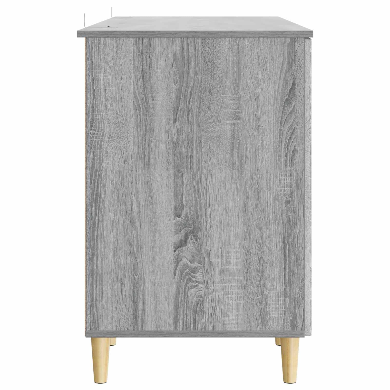 Scrivania grigio sonoma in legno ingegnerizzato 142,5 x 50 x 75 cm con ripiani e porte per studio ufficio casa smartworking postazione lavoro computer gaming