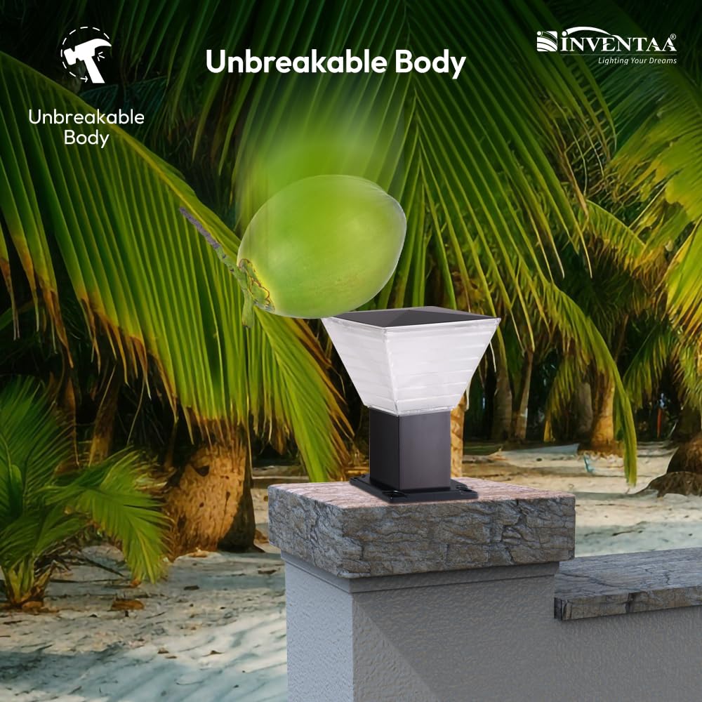 INVENTAA Aluminium Villa 12W LED Gate Light - Waterproof Outdoor Lamp for Home Gate, Compound Wall, Main Gate, Pillar - Bollard Light, Cool White, 1-Year Warranty 3