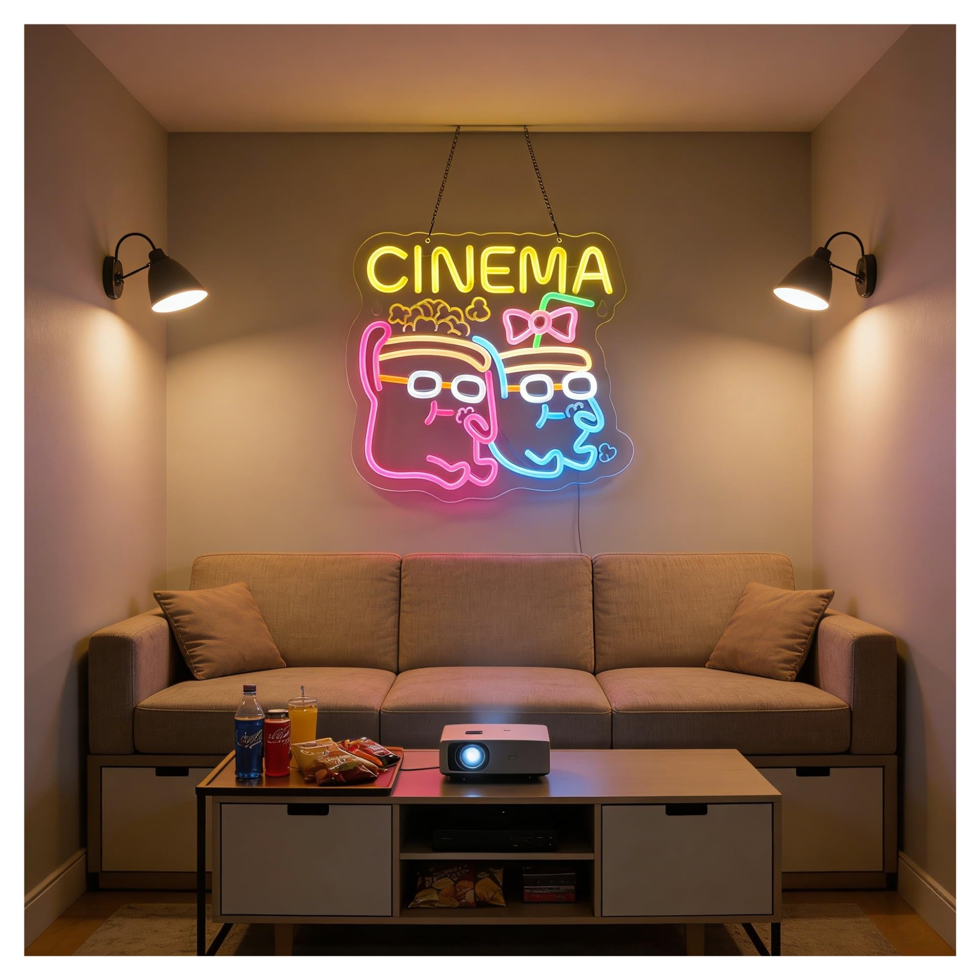 XENITE Luci al Neon Da Parete Luce LED Dimmerabile USB Per Insegna Al Neon Cinemaper Decorazioni Commerciali E Home Theater Per Film, Camera Da Letto 33X32cm