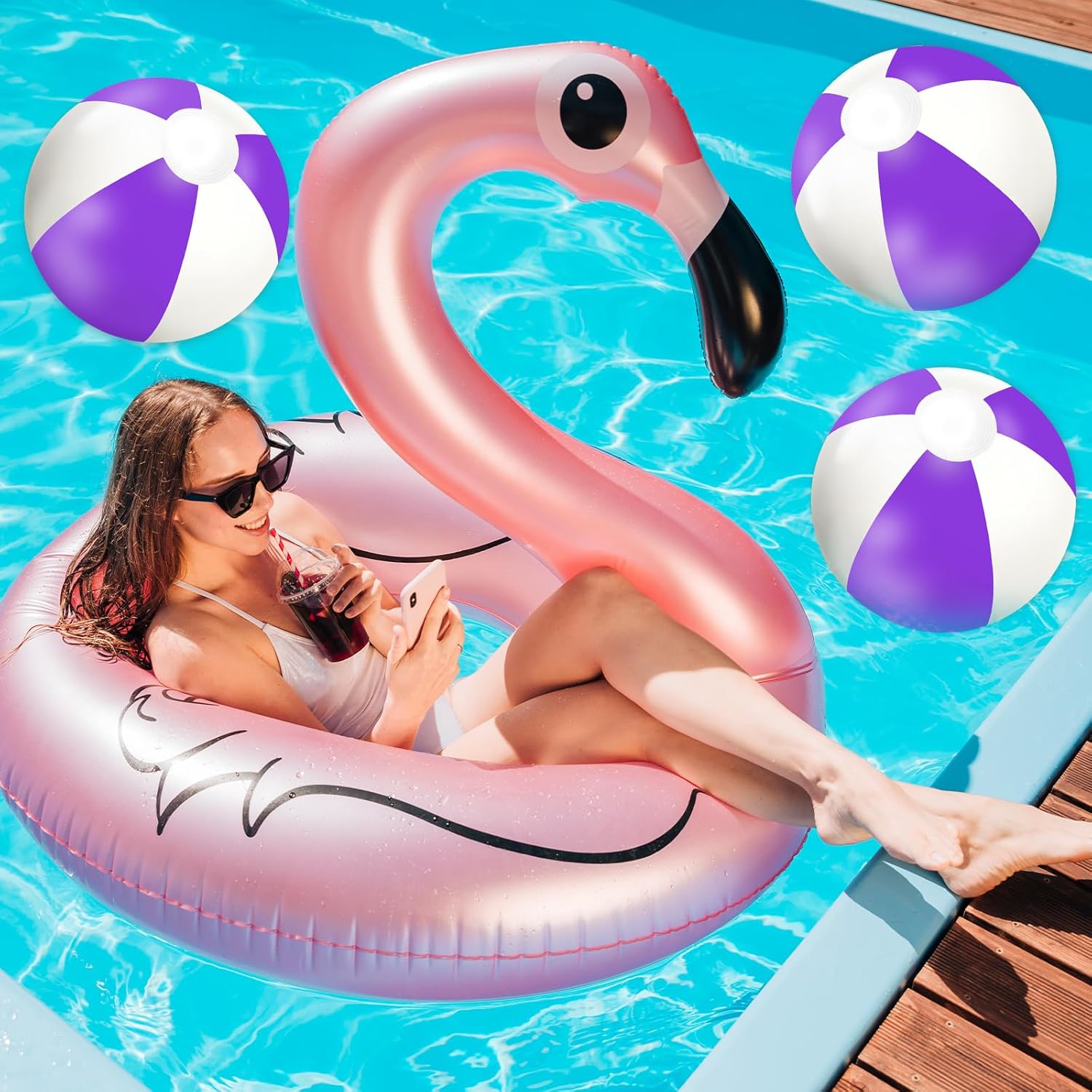 Whaline 3Pcs Inflatable Beach Ball Round Pool PVC Balls Cute Game Toys for Summer Hawaiian Tropical Theme Beach Party Decor image 4 of 7 B0DZ2FS9YJ