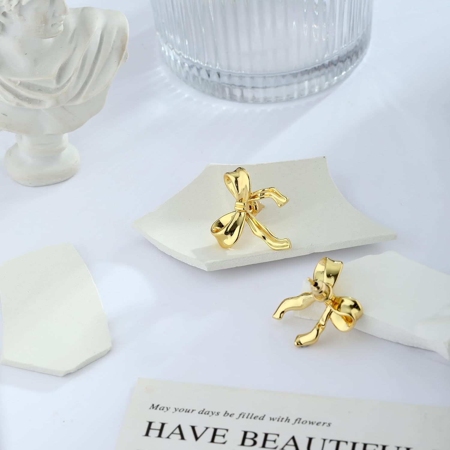 Gold/Silver Bow Earrings for Women, Post Ribbon Knot Earring Bow Stud Earrings Daily Jewelry - Image 6