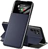 Leather Case for Samsung Galaxy S22S22 PlusS22 Ultra, Flip S-View Cover Smart Wake-Up Tap Control Magnetic Book Folio Kickstand Protective Phone Case Color : Blue, Size : S22 Plus 6.6