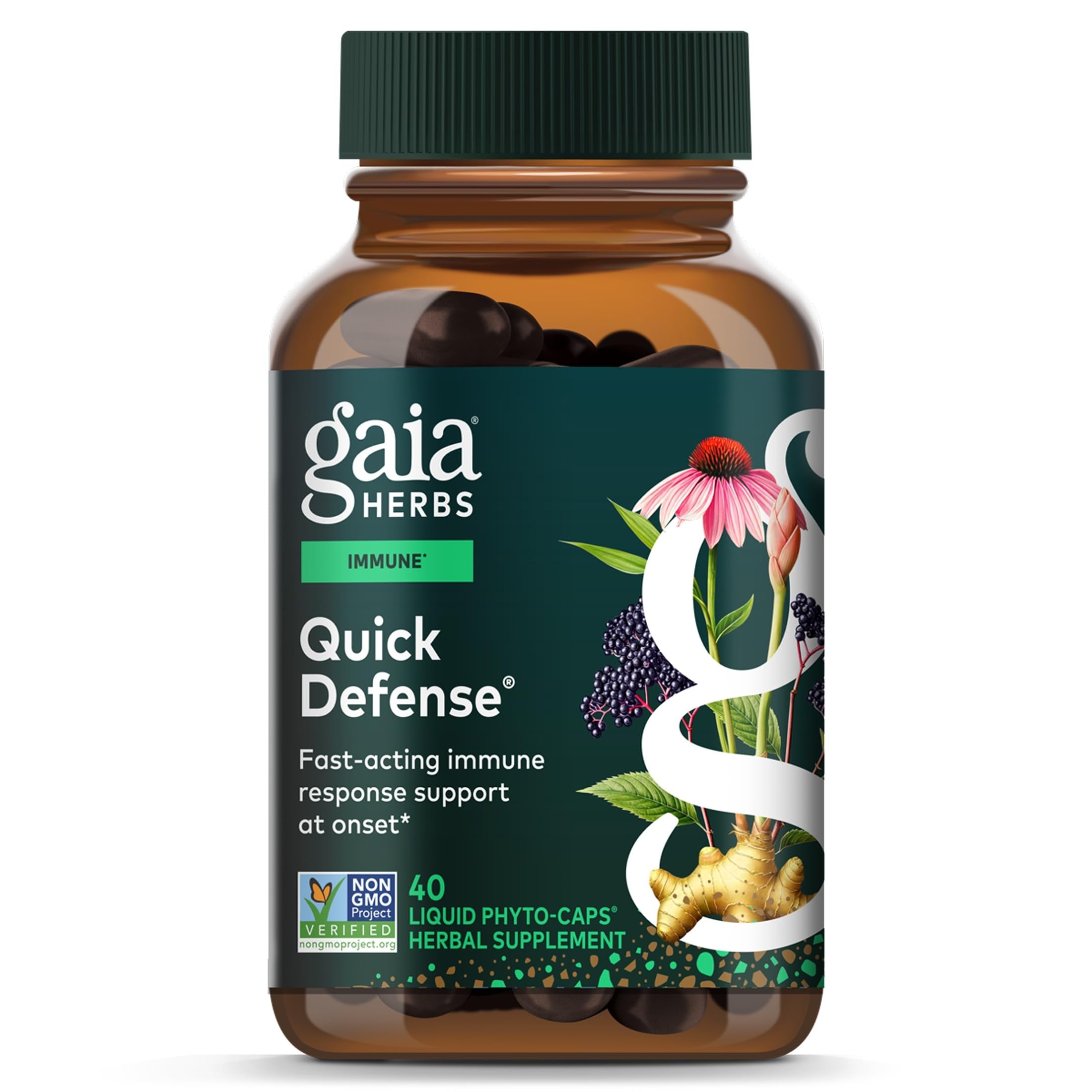 Gaia Herbs Quick Defense, 40 Vegan Capsules, 20 Servings 40 Count (Pack of 1) Standard Packaging