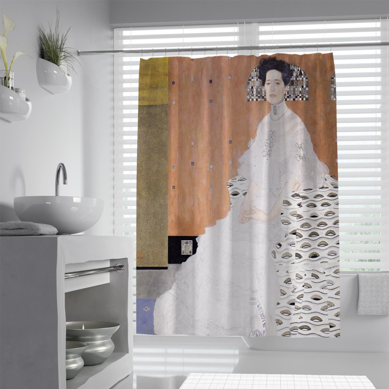 Cortina de Ducha de baño de Retrato Elegante Cortinas de Ducha de Tela de poliéster Lavables Impermeables Cortina de baño Decorativa de Arte Moderno 200x200cm